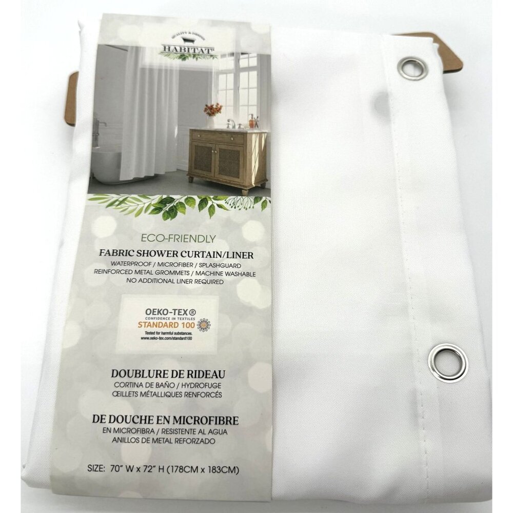 Eco-Friendly Fabric Shower Curtain/Liner 70" X 72" Waterproof Microfiber With Re